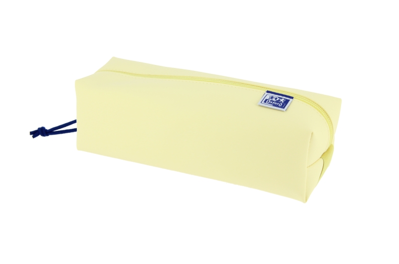LOT de 5 Grande trousse carrée Oxford Live & Go - Matière matelassée - Bande élastique pour l'attacher au carnet - Jaune