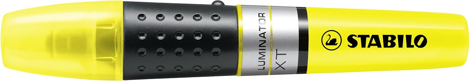 LOT de 5 Marqueur fluorescent Stabilo Iluminator - Plus grande réserve d'encre - Zone de préhension - Course entre 2 et 5 mm - Couleur jaune