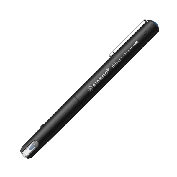 LOT de 5 Marqueur Stabilo Dr!ver pointe moyenne 0,8 mm - Encre à base d'eau, inodore et anti-bavures - Fabriqué avec 94 % de bioplastique - Bleu