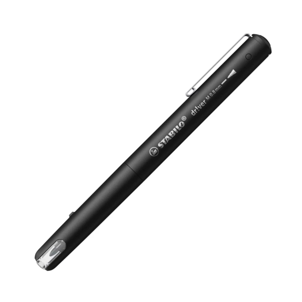 LOT de 5 Marqueur Stabilo Dr!ver pointe moyenne 0,8 mm - Encre à base d'eau, inodore et anti-bavures - Fabriqué avec 94 % de bioplastique - Noir