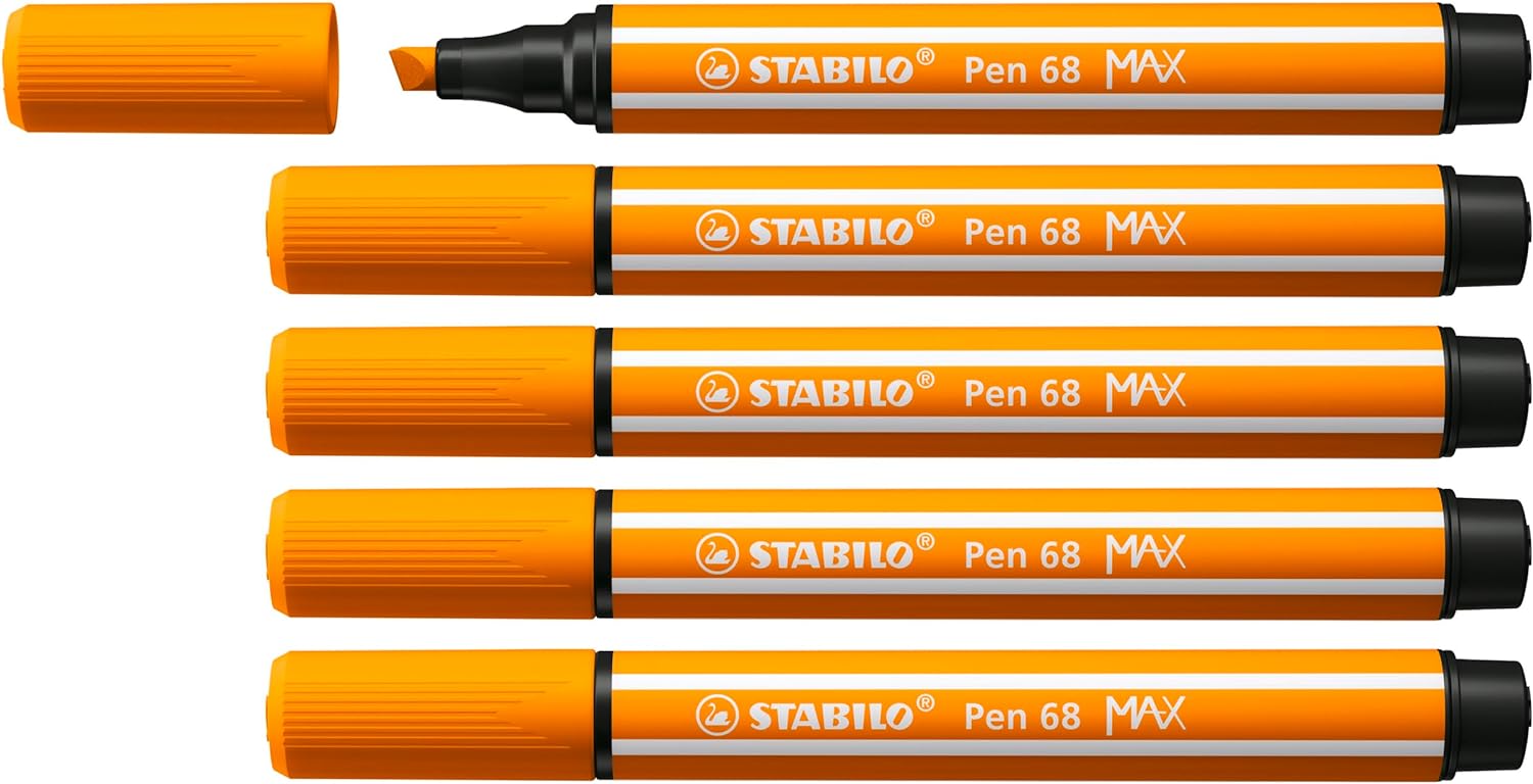 Lot de 5 Marqueurs Stabilo Pen 68 MAX Orange