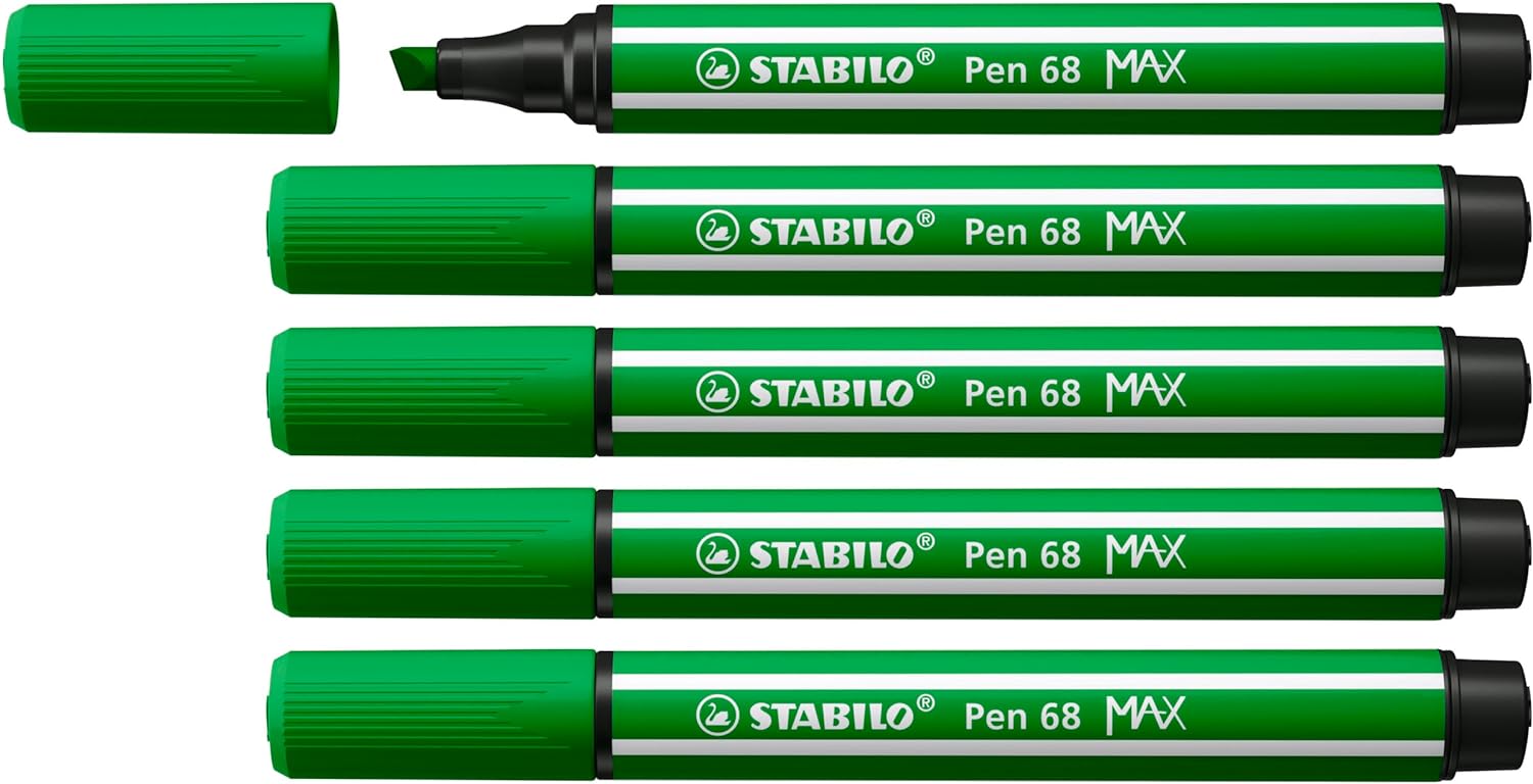 Lot de 5 Marqueurs Stabilo Pen 68 MAX Vert
