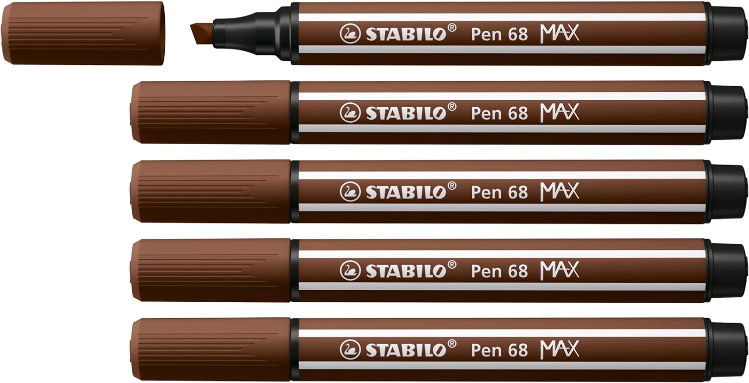 Lot de 5 Marqueurs Stabilo Pen 68 MAX Marron