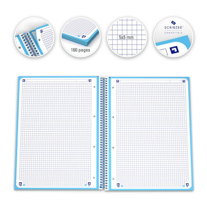 Cahier Oxford A4+ 5x5mm 80f Turquoise