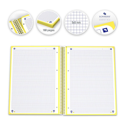 Cahier Oxford A4+ 5x5mm 80f Jaune