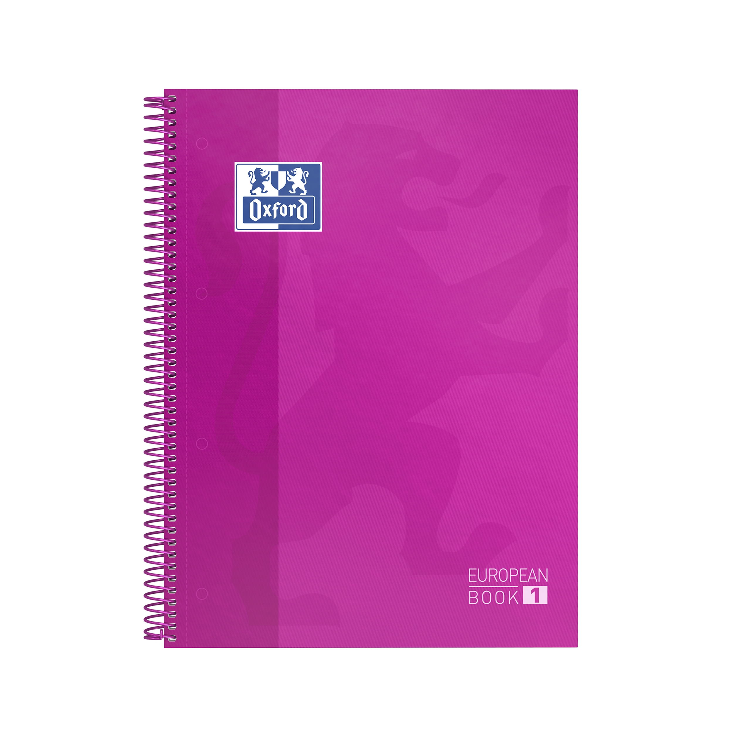 LOT de 5 Oxford Europeanbook1 Cahier Spirale Format A4+ Grille 5x5mm - 80 Feuilles - Couverture Extra Rigide Finition Fuchsia Brillante - Bande Couleur Fuchsia