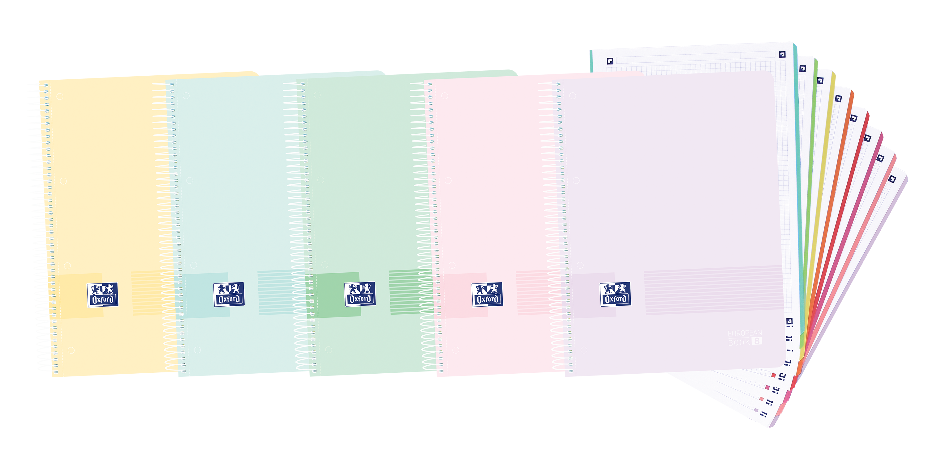 LOT de 5 Oxford Live & Go Europeanbook A4+ - Couverture plastique - 160 feuilles - Couleurs assorties