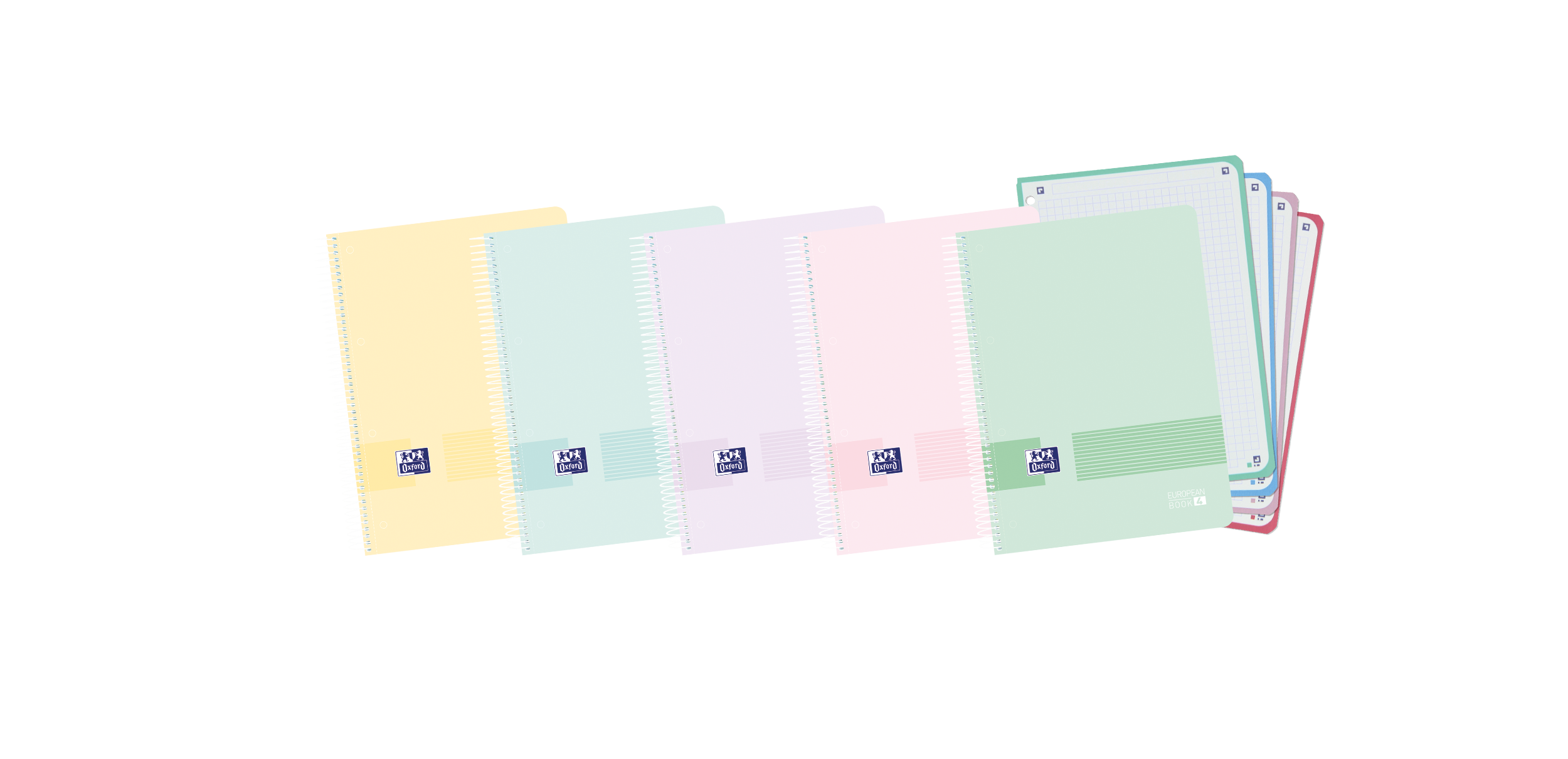 LOT de 5 Oxford Live & Go Europeanbook A5+ - Couverture plastique - 120 feuilles - Couleurs assorties