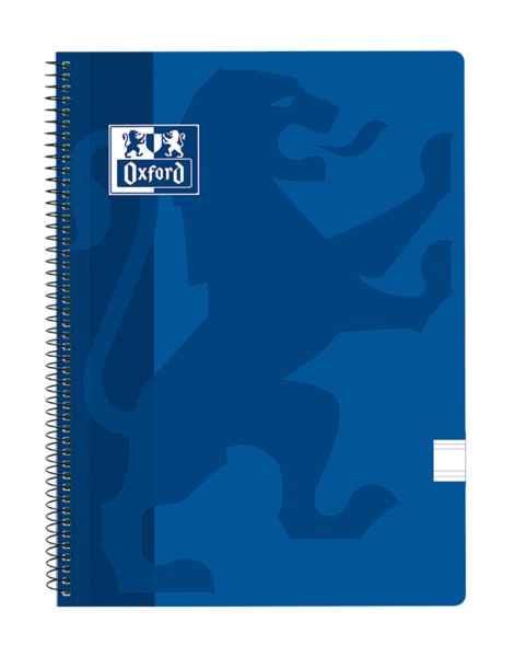 LOT de 5 Oxford School Classic Carnet à spirales avec couverture en plastique – Règle 2.5 avec marge – 80 feuilles – Bleu marine