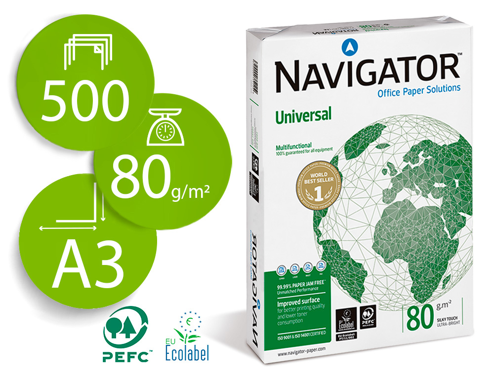 Lot 5 Papier A3 Navigator 80g 297x420mm