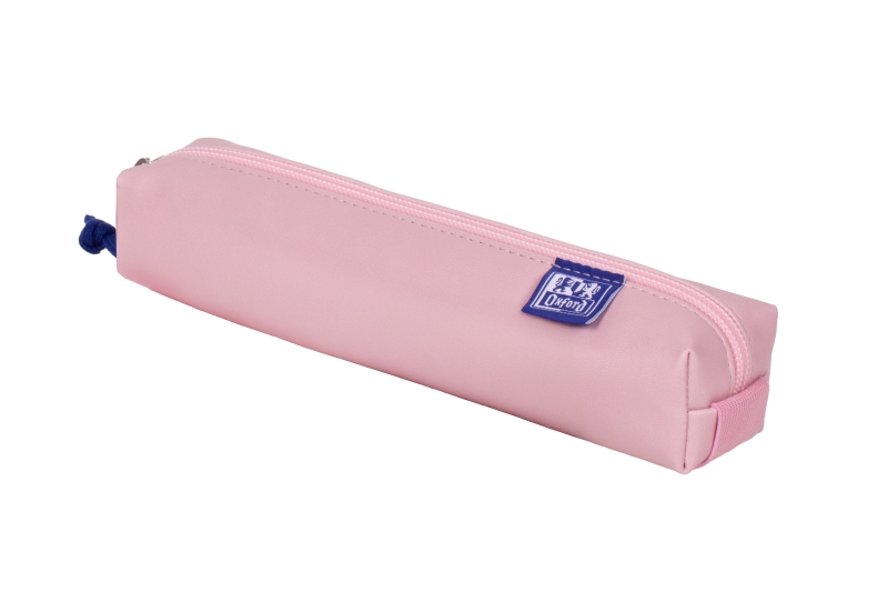 LOT de 5 Petite trousse carrée Oxford Kangoo & You - En cuir nappa - Bande élastique pour l'attacher au carnet - Rose