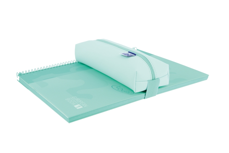 LOT de 5 Trousse rectangulaire Oxford Live & Go de taille moyenne - Matière matelassée - Bande élastique pour l'attacher au carnet - Bleu