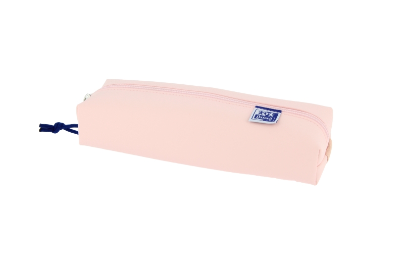 LOT de 5 Trousse rectangulaire Oxford Live & Go de taille moyenne - Matière matelassée - Bande élastique pour l'attacher au carnet - Rose