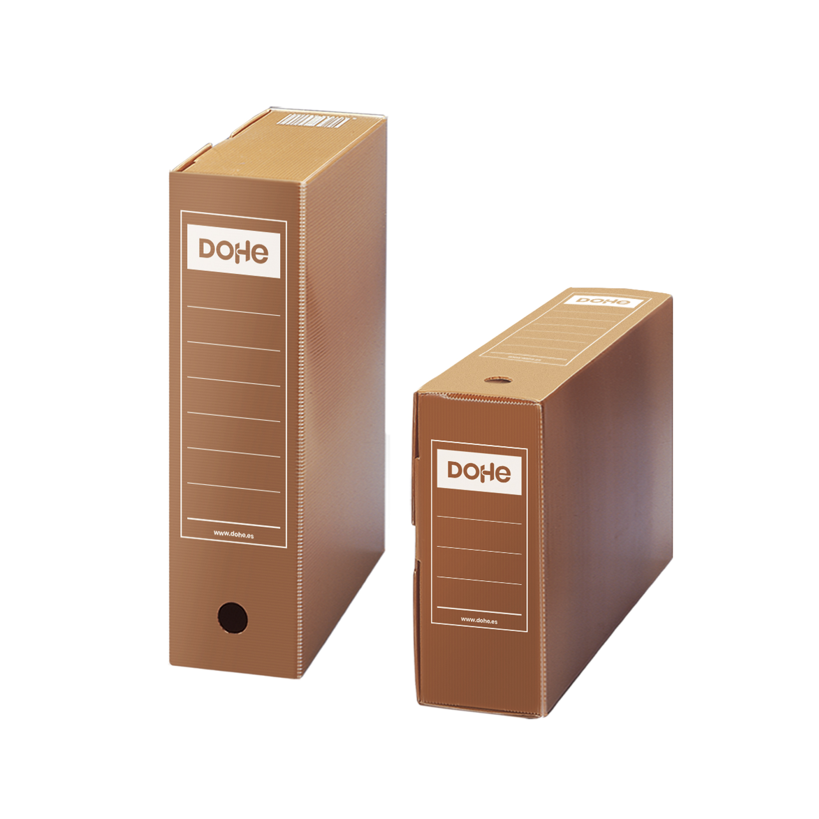 LOT de 50 Dohe Definitive Classeur en polypropylène nervuré – Format folio – Utilisable horizontalement et verticalement – Assemblage facile – Couleur marron