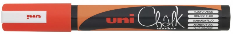 LOT de 6 Marqueur à craie liquide Uni-ball PWE-5M - Pointe conique 1,8-2,5 mm - Effaçable à l'eau - Résistant à la pluie - Couleur orange