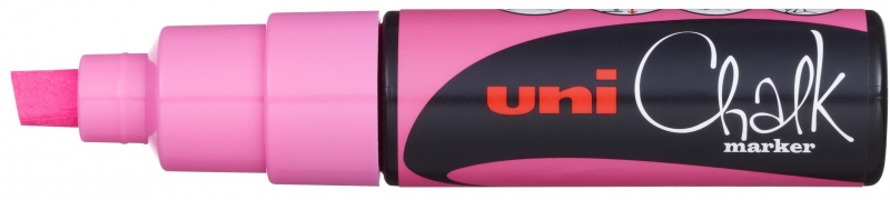LOT de 6 Marqueur à craie liquide Uni-ball PWE-8K - Pointe biseautée 8 mm - Effaçable à l'eau - Résistant à la pluie et à l'extérieur - Couleur rose