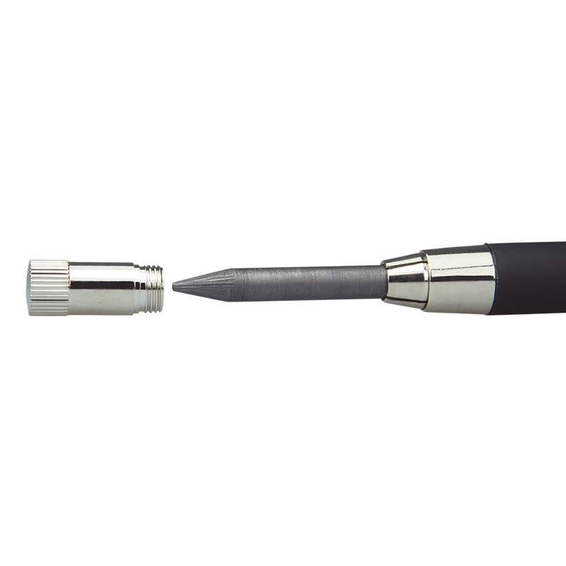 Lot de 6 Portemine professionnel Milan avec taille-crayon - Mine 5,2 mm - Haute qualité - Design et fonctionnalité - Couleur Noir