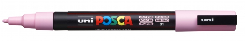 LOT de 6 Posca PC-3M Marqueur peinture - Pointe conique en polyester 0,9-1,3 mm - Encre à base d'eau - Résistant à la lumière - Non permanent - Couleur rose clair