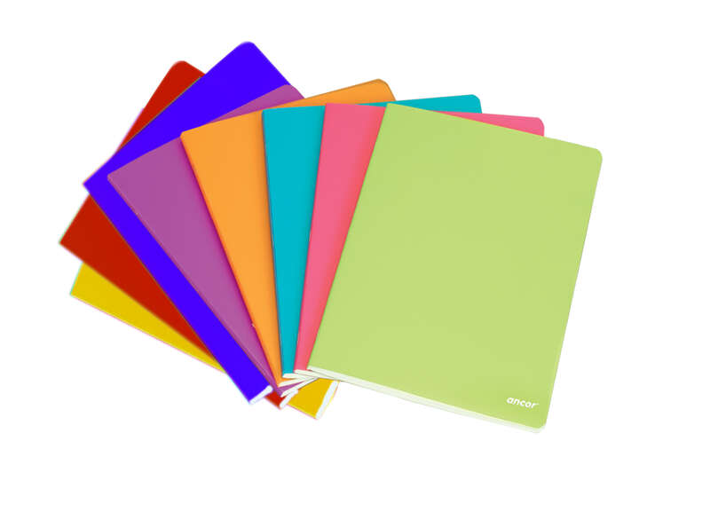 LOT de 8 Ancor Classic Stripes Carnet Format A4 Carré 5x5mm - 48 Feuilles 90gr - Couverture Polypropylène - Couleurs Assorties