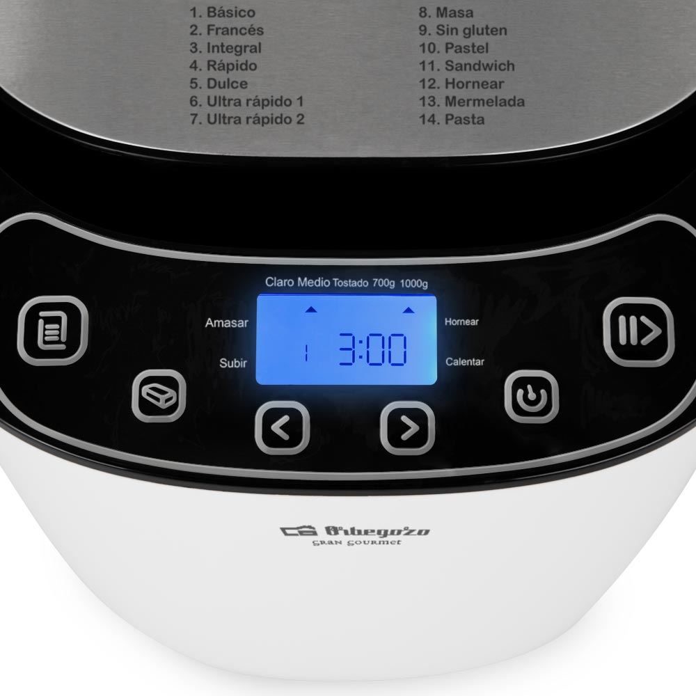 Machine à Pain Automatique Orbegozo MHP 3500 - Réaliser du Pain Maison Rapide et Facile - Puissance 550W - 12 Programmes de Cuisson - Taille du Pain de 0,7kg à 1kg - Minuterie 13 Heures