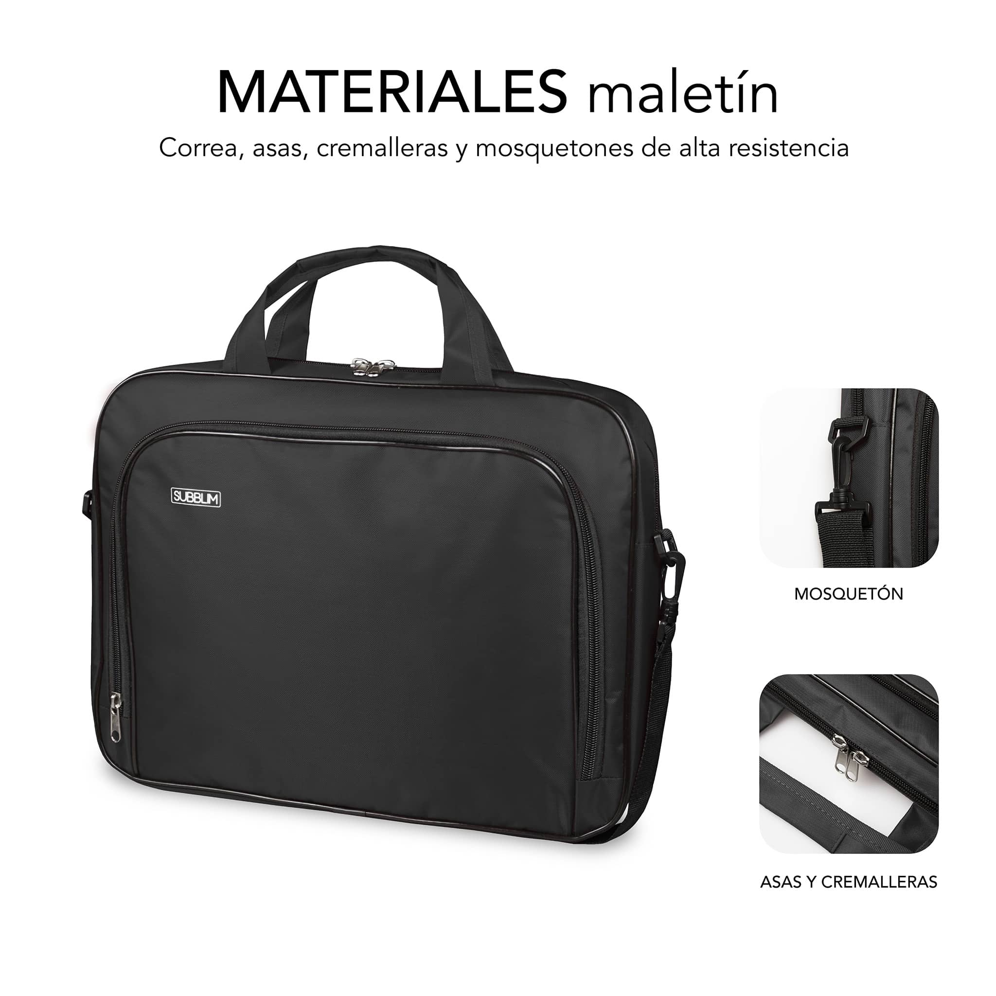 Mallette en Polyester Oxford Résistant Subblim - Intérieur Rembourré et Renforcé - Deux Compartiments Séparés - Poche Extérieure Grande Capacité - Bandoulière Ajustable et Amovible