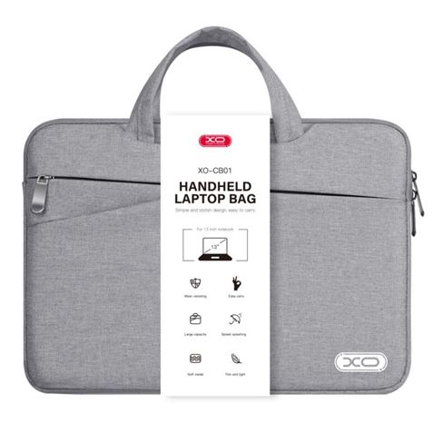 Mallette pour ordinateur portable XO - jusqu'à 13" - Résistante aux éclaboussures, à l'usure et aux rayures - Design moderne - Couleur grise