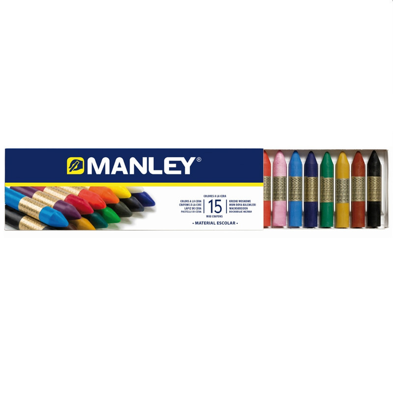 Manley Lot de 15 Crayons de Cire - Couleurs Assorties