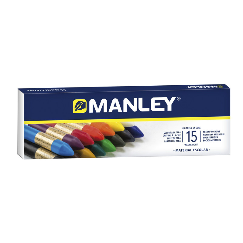 Manley Lot de 15 Crayons de Cire - Couleurs Assorties