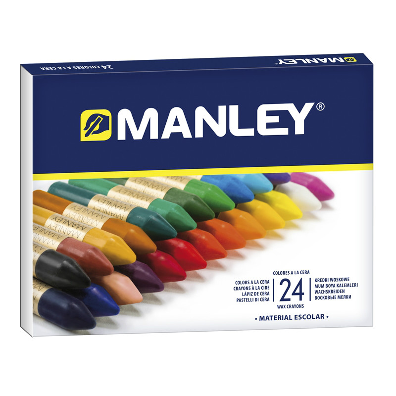 Manley Lot de 24 Crayons de Cire - Couleurs Assorties