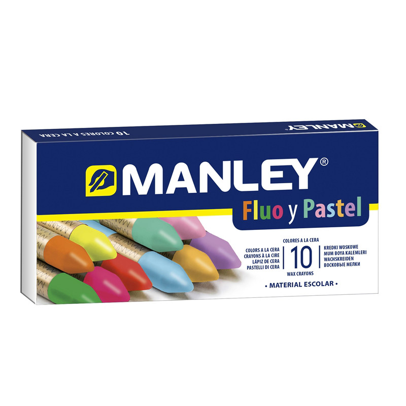 Manley Lot de 10 Crayons de Cire - Pastel