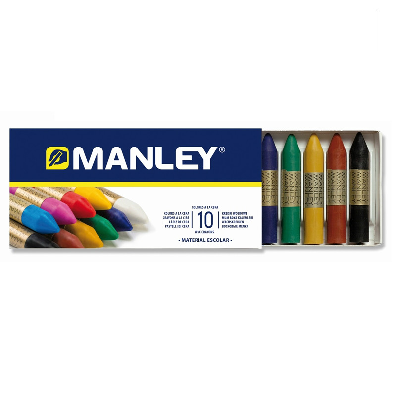 Manley Lot de 10 Crayons de Cire - Couleurs Assorties
