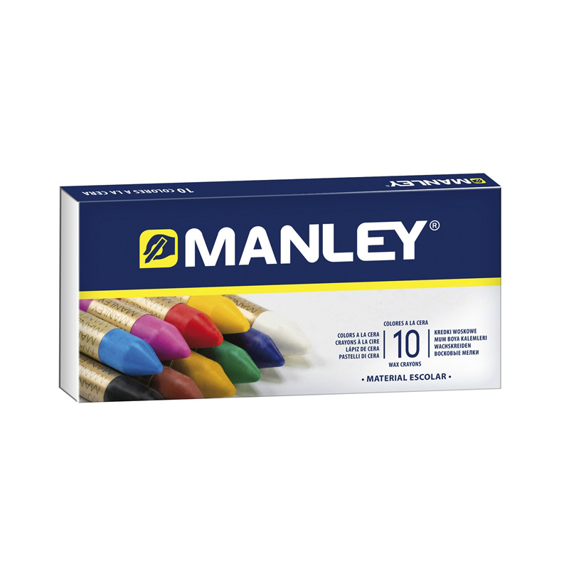 Manley Lot de 10 Crayons de Cire - Couleurs Assorties