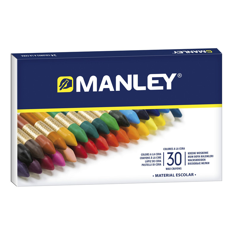 Manley Lot de 30 Crayons de Cire - Couleurs Assorties