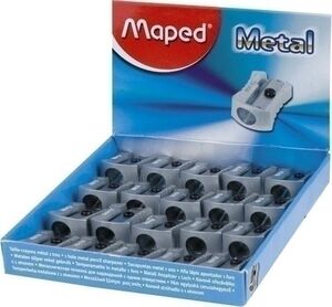 Maped Classic Taille-crayon en métal avec lame en acier tranchante et résistante - 1 trou - Présentoir de 20 unités.