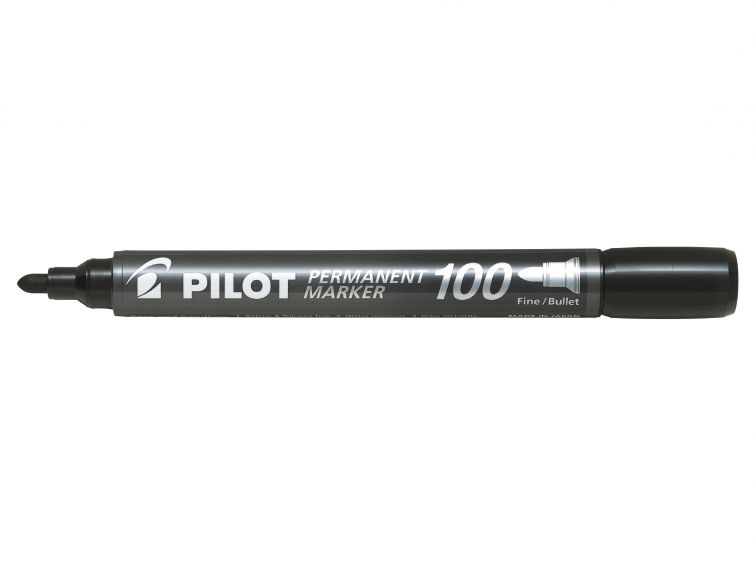 Marqueur Permanent Pilot 100 - Pointe Conique Fine 4.5mm - Trait 1mm - Couleur Noir