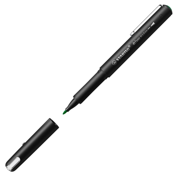 Marqueur Stabilo Dr!ver pointe moyenne 0,8 mm - Encre à base d'eau, inodore et anti-bavures - Fabriqué avec 94 % de bioplastique - Vert