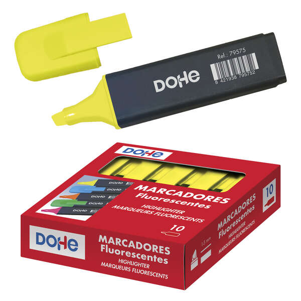 Marqueurs fluorescents Dohe - Pointe biseautée 1-5 mm - Clip sur capot - Convient à tous les types de papier