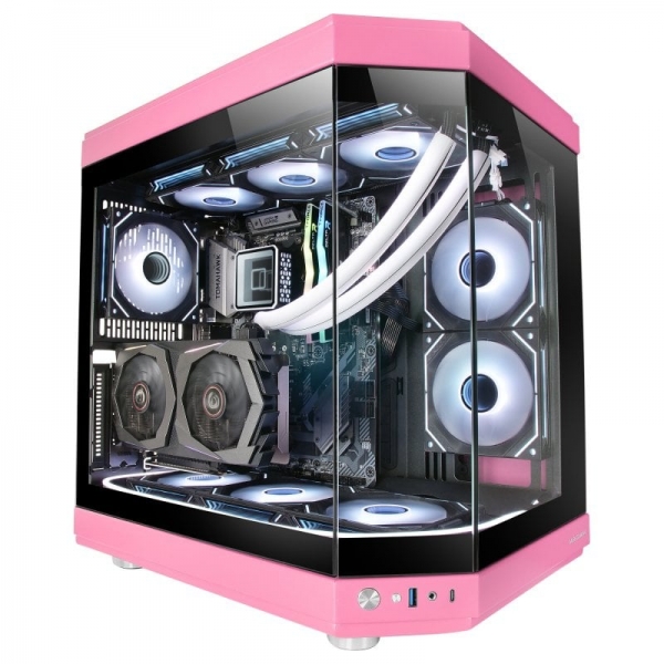 Mars Gaming MC-3T Boîtier Gaming Premium - Trois Panneaux en Verre Trempé - Montage GPU Vertical - Capacité pour 10 Ventilateurs - USB-C et USB 3.0 - Couleur Rose