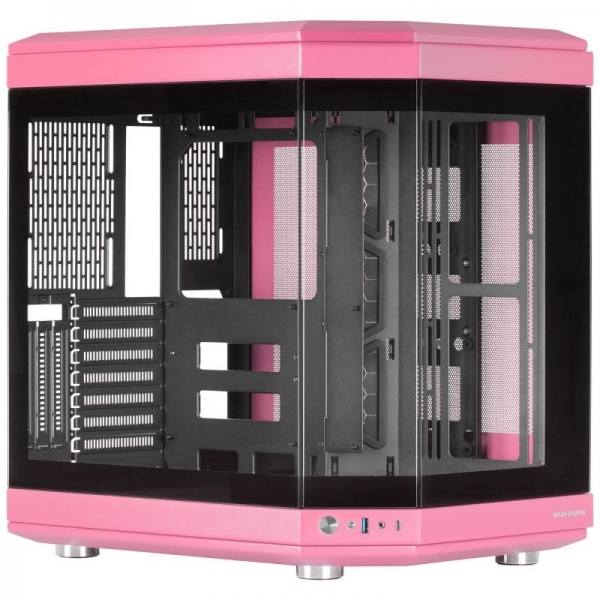 Mars Gaming MC-3T Boîtier Gaming Premium - Trois Panneaux en Verre Trempé - Montage GPU Vertical - Capacité pour 10 Ventilateurs - USB-C et USB 3.0 - Couleur Rose