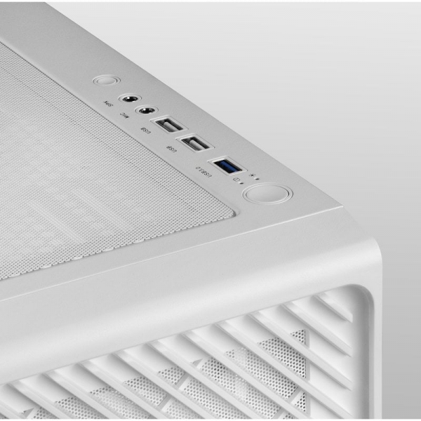 Mars Gaming MC-F Mid-Tower Gaming - 4 ventilateurs ARGB - Fenêtre en verre trempé - Support de refroidissement liquide - Couleur blanche