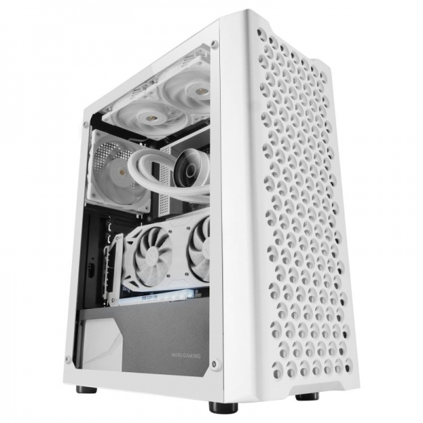 Mars Gaming MC-iPRO Professional Mid-Tower - Verre Trempé - Grille 3D - Support ATX - Refroidissement avancé - Connectivité USB 3.0 - Couleur Blanc