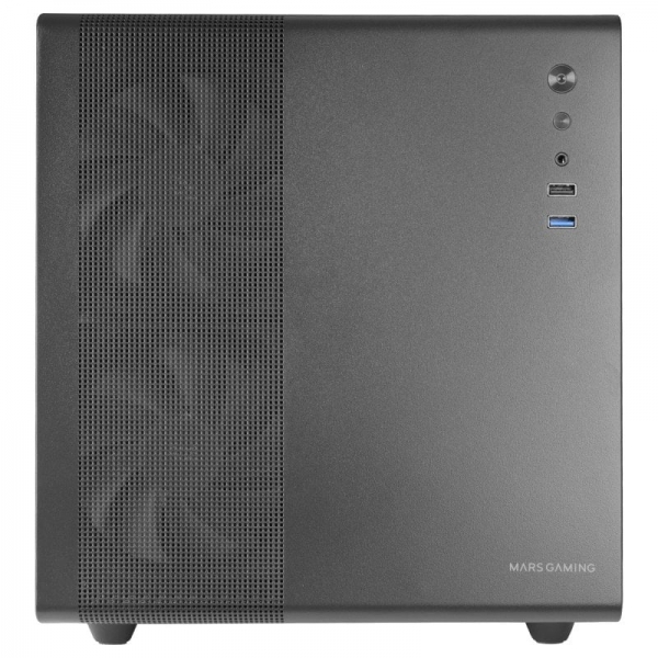 Mars Gaming MC-MPRO Mini Tower Micro ATX, Mini-ITX - Côté en verre trempé - Taille du disque dur 2,5", 3,5" - USB-A 3.2, USB-A 2.0 et audio - 3 ventilateurs de 120 mm - Prend en charge le refroidissement liquide
