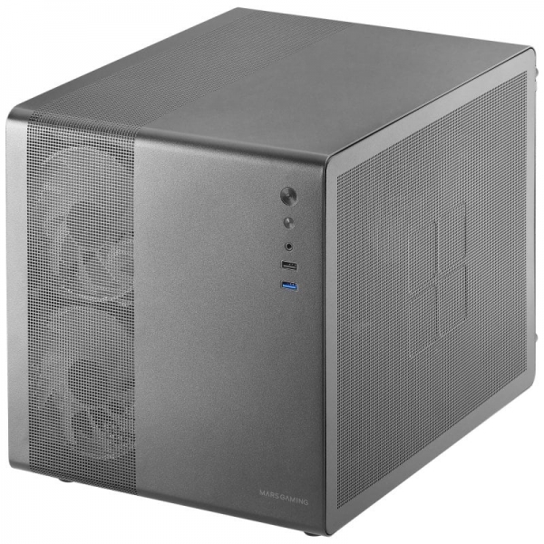 Mars Gaming MC-MPRO Mini Tower Micro ATX, Mini-ITX - Côté en verre trempé - Taille du disque dur 2,5", 3,5" - USB-A 3.2, USB-A 2.0 et audio - 3 ventilateurs de 120 mm - Prend en charge le refroidissement liquide