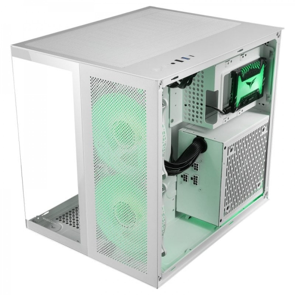 Mars Gaming MC-NOVAM Minitower - Double Verre Trempé - Jusqu'à 7 Ventilateurs - USB-C - Compatible MicroATX/Mini-ITX - Coloris Blanc