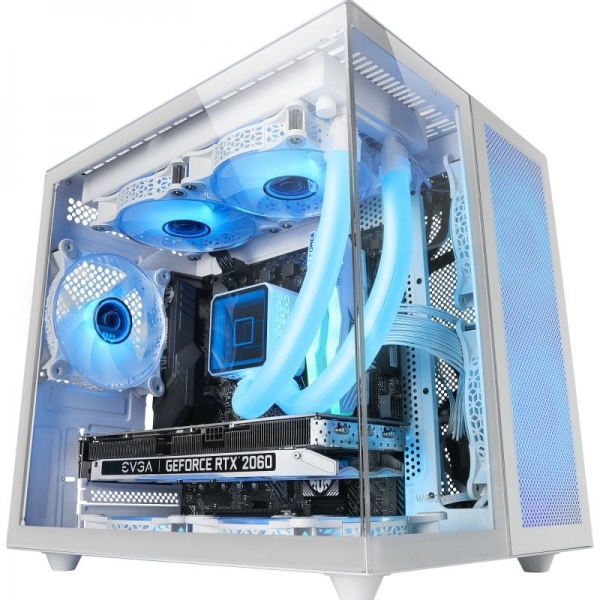 Mars Gaming MC-NOVAM Minitower - Double Verre Trempé - Jusqu'à 7 Ventilateurs - USB-C - Compatible MicroATX/Mini-ITX - Coloris Blanc