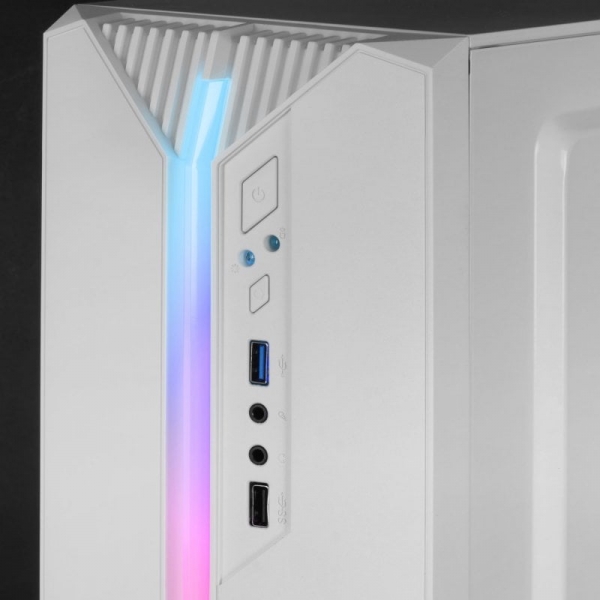 Mars Gaming MC-S1 Boîtier de jeu compact - Éclairage ARGB 12 modes - Ventilateur FRGB inclus - Fenêtre latérale complète - Compatible Micro-ATX/Mini-ITX - Couleur blanche