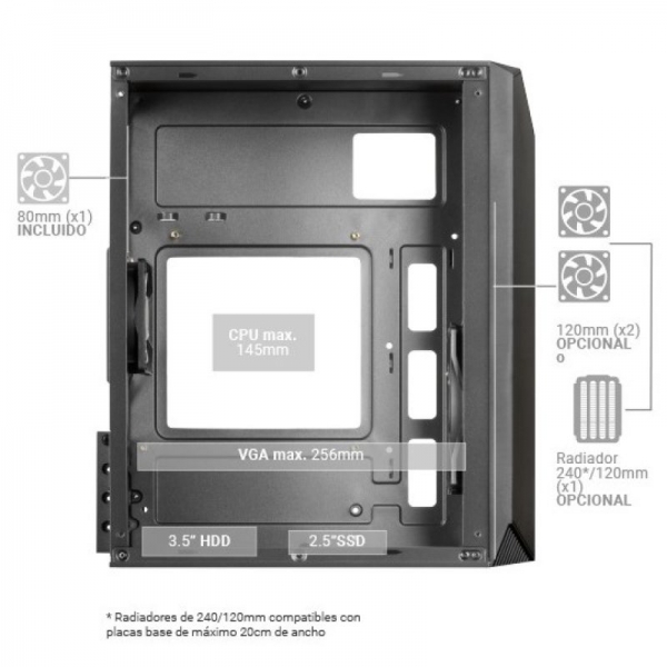 Mars Gaming MC-S1 Boîtier de jeu compact - Éclairage ARGB 12 modes - Ventilateur FRGB inclus - Fenêtre latérale complète - Compatible Micro-ATX/Mini-ITX - Couleur blanche