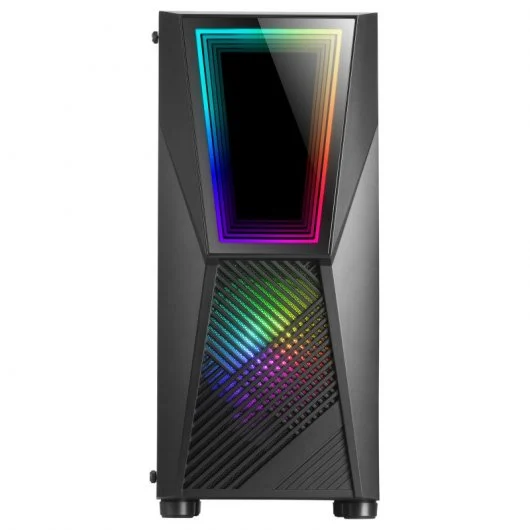 Mars Gaming MC777 Infinity Mirror ATX, Micro ATX, Mini-ITX Mid-Tower Case - Côté Verre Trempé - Éclairage ARGB - Taille HDD 2.5", 3.5" - USB-A 3.0, USB-A 2.0 et Audio - 2 Ventilateurs FRGB 120mm - Liquide de support de refroidissement