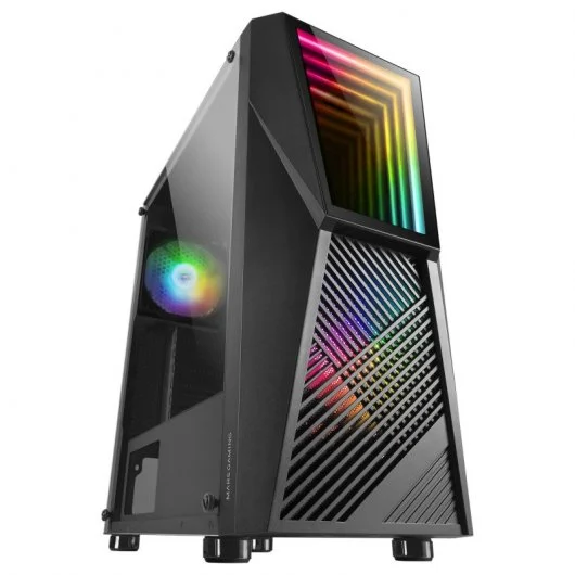 Mars Gaming MC777 Infinity Mirror ATX, Micro ATX, Mini-ITX Mid-Tower Case - Côté Verre Trempé - Éclairage ARGB - Taille HDD 2.5", 3.5" - USB-A 3.0, USB-A 2.0 et Audio - 2 Ventilateurs FRGB 120mm - Liquide de support de refroidissement