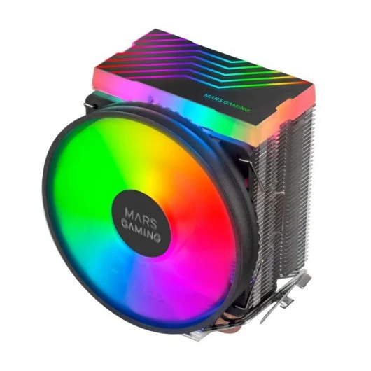 Mars Gaming MCPU33 Ventilateur CPU double 110 mm avec dissipateur thermique 3 caloducs - Éclairage FRGB - Vitesse maximale. 1600rpm - Couleur Noir
